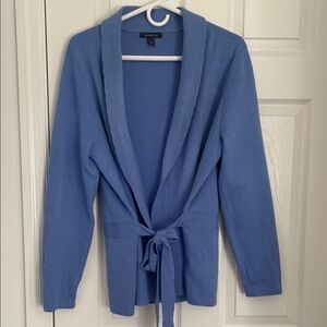 Lands' End Women's Tie-Front Soft Spring Blue Cardigan size large